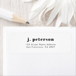 Modern Minimalist Black Typography Return Address