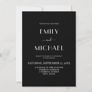 Modern Minimalist Black Wedding Invitation