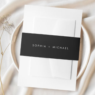 Modern Minimalist Black Wedding Invitation Belly Band