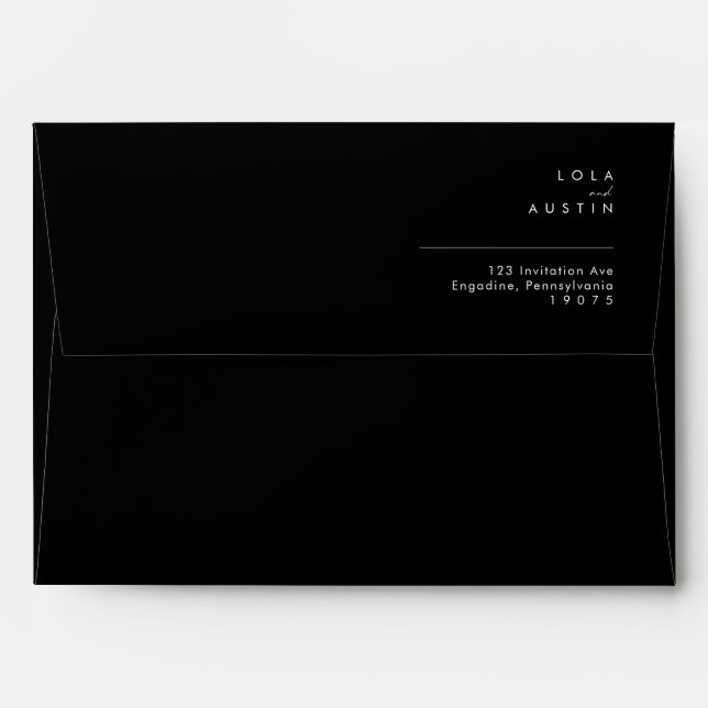 Modern Minimalist | Black Wedding Invitation Envelope (Back (Top Flap))