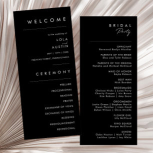 Modern Minimalist   Black Wedding Program