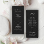 Modern minimalist black wedding program<br><div class="desc">Simple minimal elegant typography trendy solid black ceremony and party wedding program template featuring a chic calligraphy script and a frame with rounded corners.              Easy to personalize with your custom text on both sides!</div>