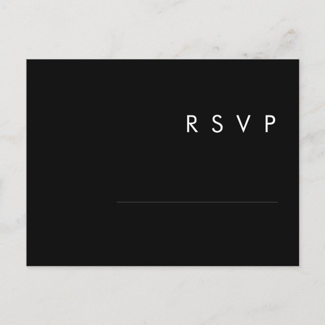Modern Minimalist | Black Wedding RSVP Postcard (Front)