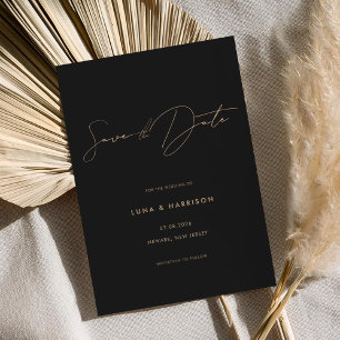 Modern Minimalist Black Wedding Save the Date