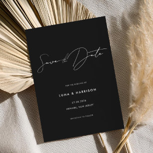 Modern Minimalist Black Wedding Save the Date