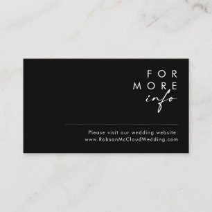 Modern Minimalist Black Wedding Website Card