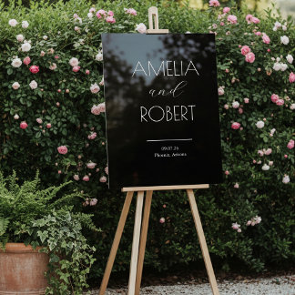 Modern Minimalist Black Wedding Welcome