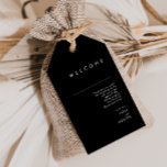 Modern Minimalist Black Wedding Welcome Gift Tags<br><div class="desc">These modern minimalist black wedding welcome gift tags are perfect for your classy boho wedding. Its simple, unique abstract design accompanied by a contemporary minimal script and a black and white colour palette gives this product a feel of elegant formal luxury while staying simplistic, chic bohemian. Keep it as is,...</div>