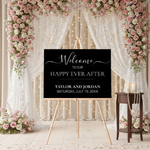 Modern Minimalist Black Wedding Welcome Sign