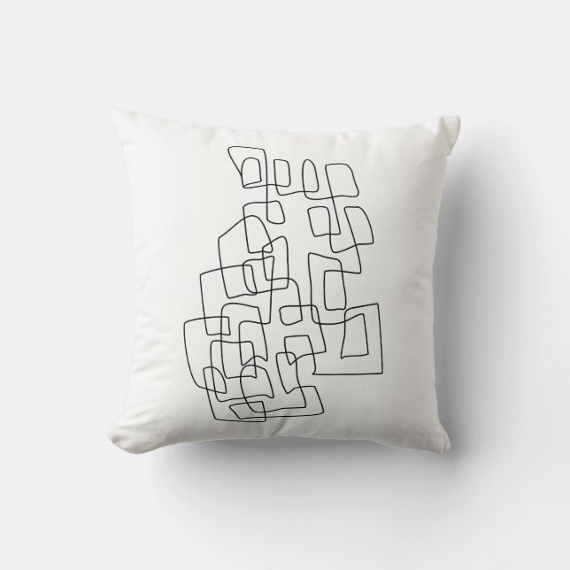 Modern Minimalist Black White Abstract Line Art  Throw Pillow (Front)