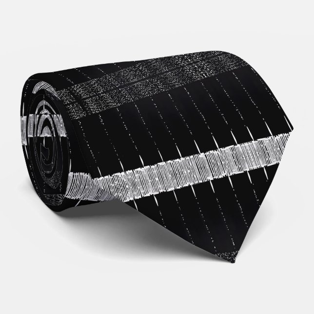 Modern Minimalist Black & White Barcode Stripe  Tie (Rolled)