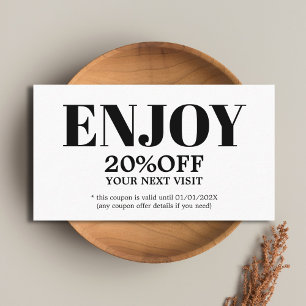 Modern Minimalist Black White Bold Beauty Discount Card
