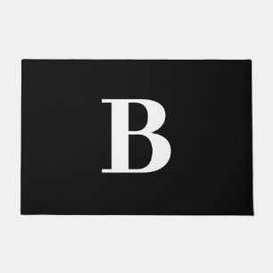 Modern Minimalist Black White Bold Monogram Doormat