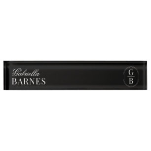 Modern Minimalist Black & White Bold Nameplate