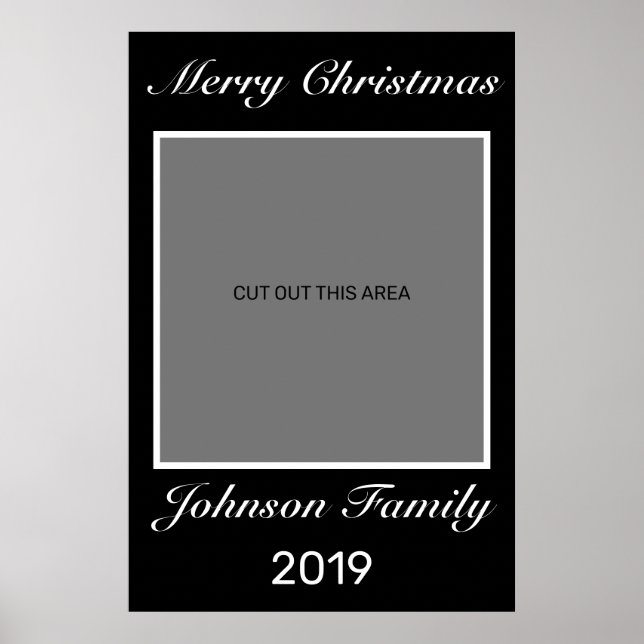 Modern Minimalist Black White Christmas Photo Prop Poster (Front)