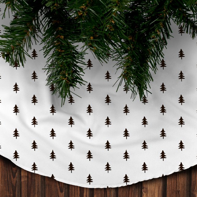 Modern Minimalist Black & White Christmas Tree Brushed Polyester Tree Skirt (Creator Uploaded)