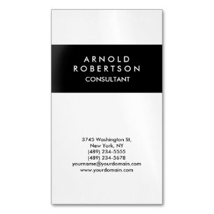 Modern Minimalist Black White Elegant Magnetic Business Card