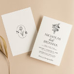 Modern Minimalist Black White Floral Wedding Invitation<br><div class="desc">Modern Minimalist Black White Floral Wedding Invitation. Easily personalize by replacing each info. Make sure to check the preview before adding to cart.</div>