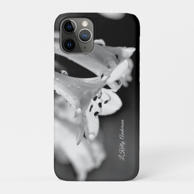 Modern Minimalist Black & White Flower with ursign Case-Mate iPhone Case (Back)