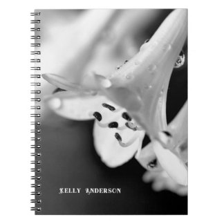 Modern Minimalist Black & White Flower with ursign Notebook