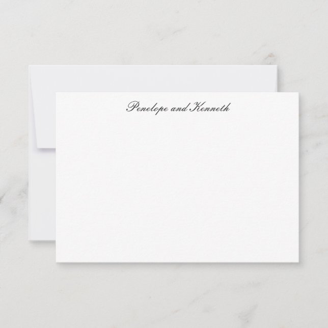 Modern Minimalist Black White Formal Script  Thank You Card (Front)