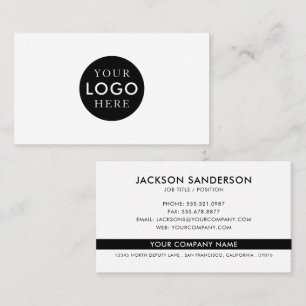 Modern Minimalist Black White Logo Professional Business Card