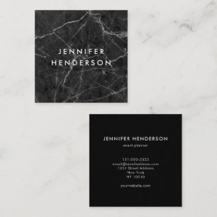 Modern minimalist black white marble professional square business card