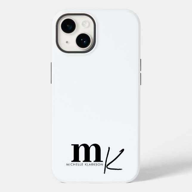 Modern Minimalist Black White Monogram  Case-Mate iPhone Case (Back)