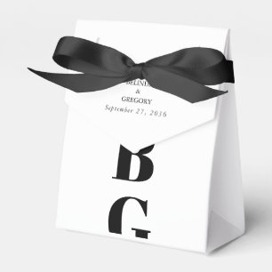 Modern Minimalist Black & White Monogram Wedding  Favor Box