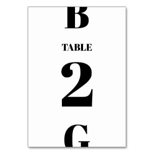 Modern Minimalist Black & White Monogram Wedding Table Number