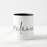 Modern Minimalist Black White Mug Gift<br><div class="desc">Stylishly personalize this modern hand lettered mug with your custom name. A perfect gift for yourself,  friends and family.</div>