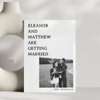 Modern Minimalist Black White Photo Unique Wedding
