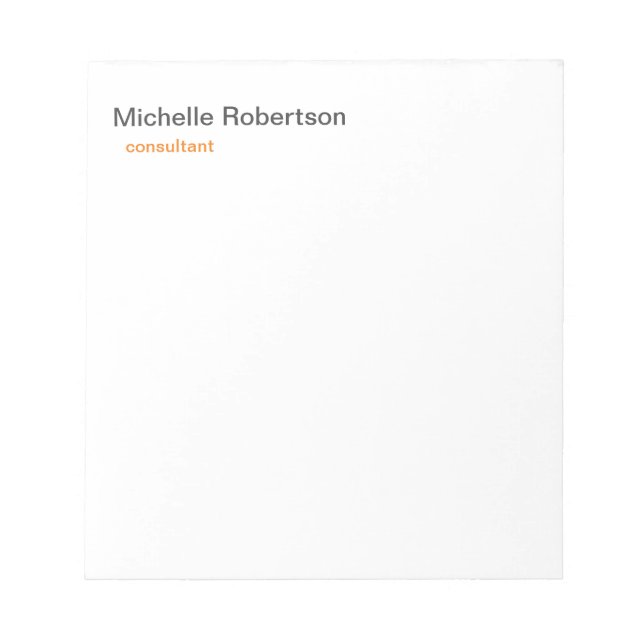 Modern Minimalist Black White Plain Notepad (Front)