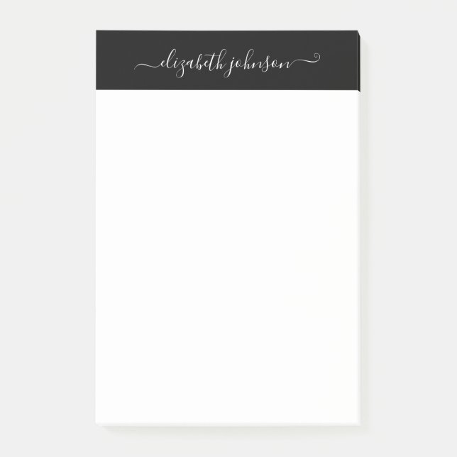 Modern Minimalist Black & White Post-It Notes (Front)