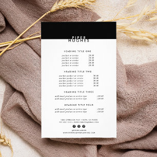 Modern Minimalist Black & White Pricing/Services Flyer
