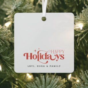 Modern Minimalist Black & White Sibling Christmas Metal Ornament