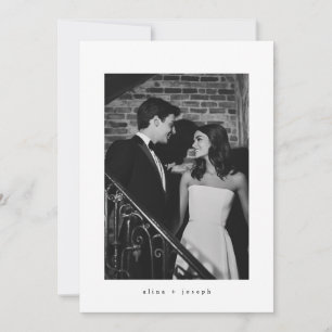 Modern Minimalist Black White Simple Photo Wedding Invitation
