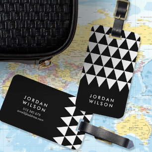 Modern Minimalist Black White Triangle Luggage Tag