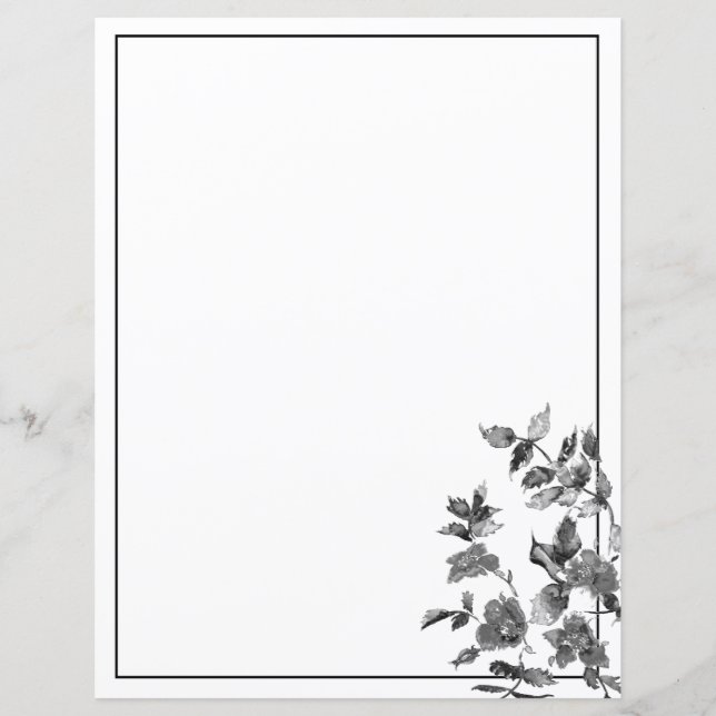 Modern minimalist black white watercolor roses    (Front)