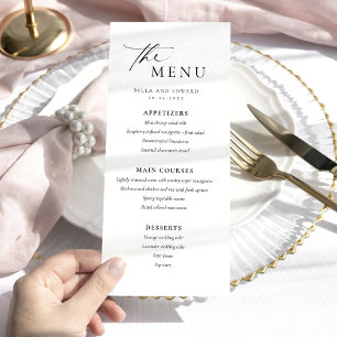 Modern Minimalist Black White Wedding Dinner Menu