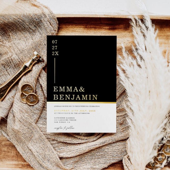 Modern & Minimalist Black | White Wedding Gold  (Creator Uploaded)