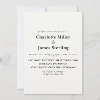 Modern Minimalist Black & White Wedding Invitation