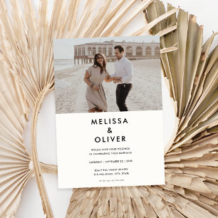 Modern Minimalist Black White Wedding Invitation
