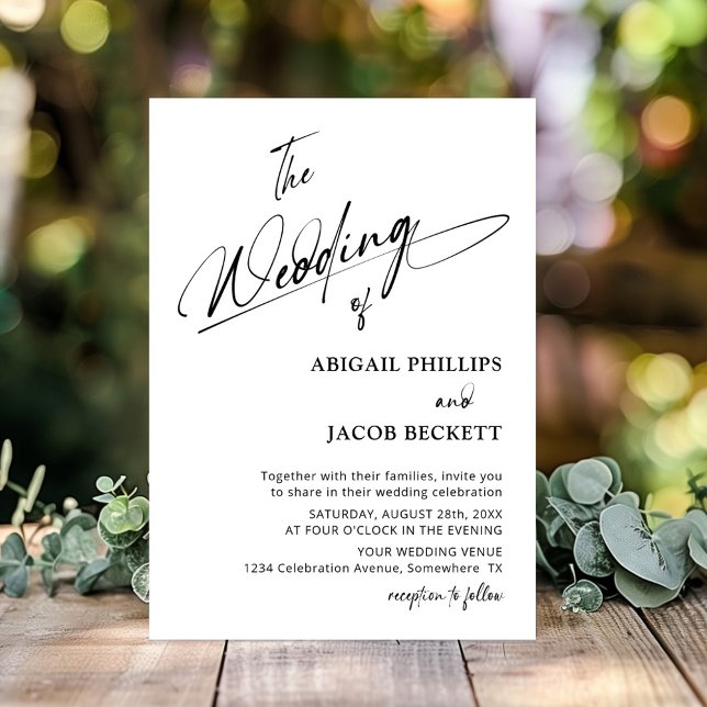 Modern Minimalist Black White Wedding Invitation (Creator Uploaded)