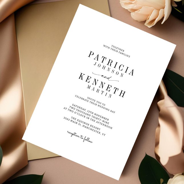 Modern Minimalist Black & White Wedding Invitation (Creator Uploaded)