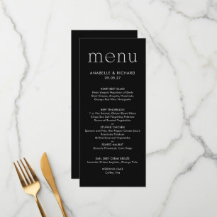 Modern Minimalist Black White Wedding Menu