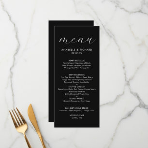Modern Minimalist Black White Wedding Menu