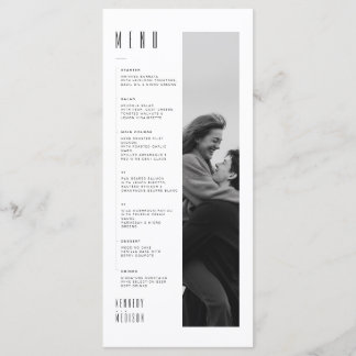 Modern Minimalist Black & White Wedding Menu Card