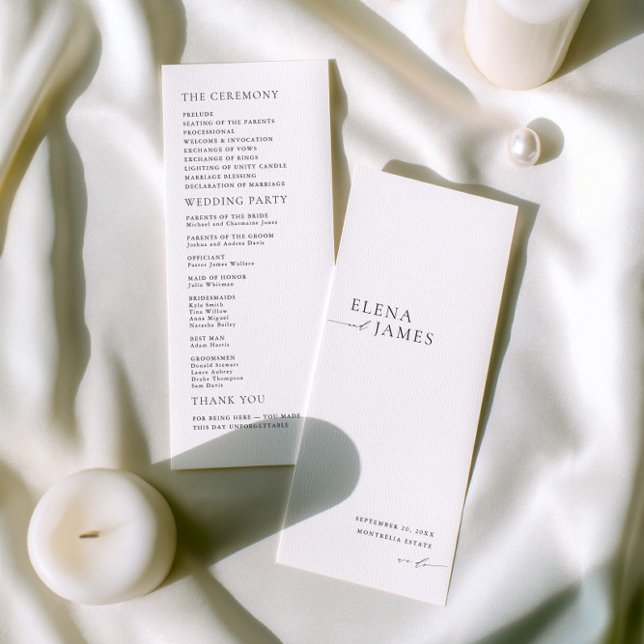 Modern Minimalist Black & White Wedding Program (Modern Minimalist Black & White Wedding Program)