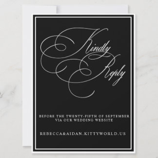 Modern Minimalist Black & White Wedding RSVP Card